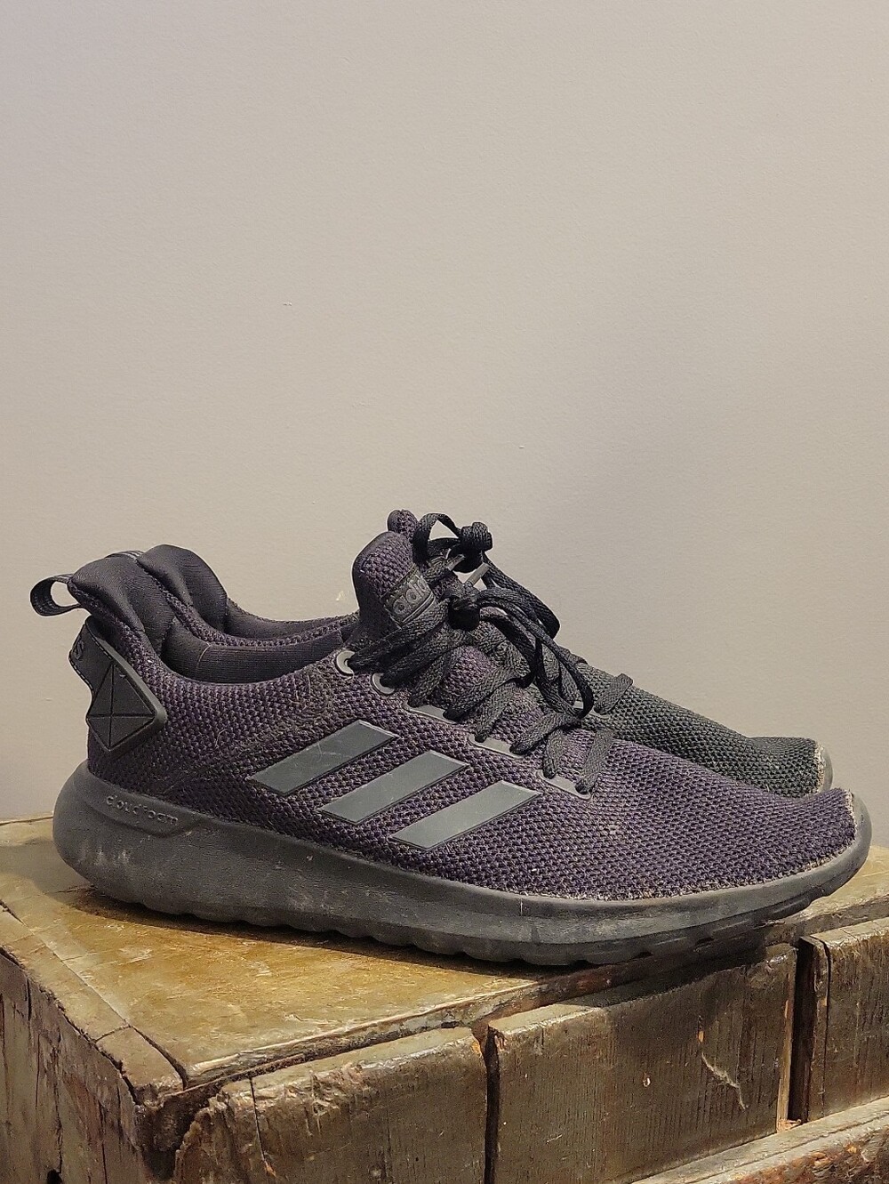 adidas Men's Charcoal Black Knit Trainers with Three Stripes